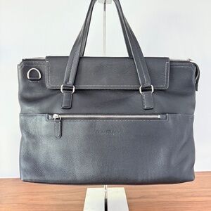 Salvatore Ferragamo Black Leather Large Tote Unisex